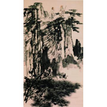 张大千1961年作黄山二老图立轴字画之家