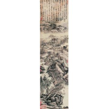 髡残（石溪）1662年作溪山钓艇立轴字画之家