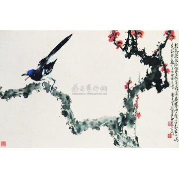 赵少昂一九六○年作春到梢头镜心