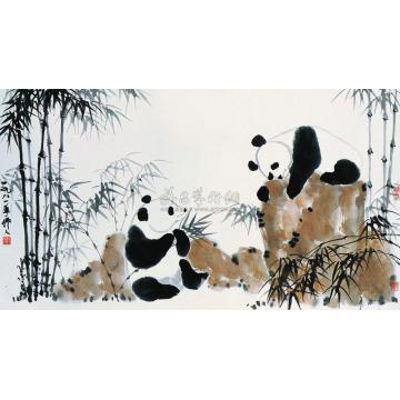 吴作人一九八一年作熊猫镜心