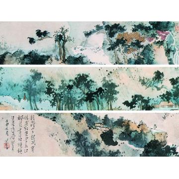溥儒一九三二年作江村晚秋手卷