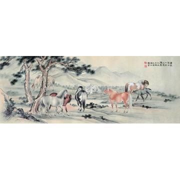 马晋八骏镜心
