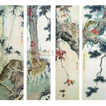刘奎龄动物四屏