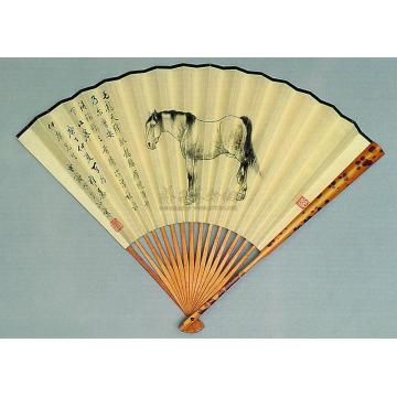 溥伒骏马扇面