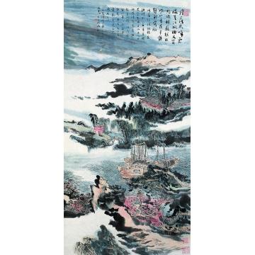 陆俨少枫桥夜泊诗意图镜心