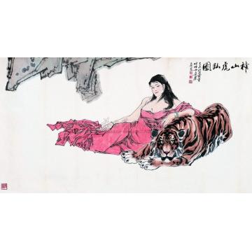 范曾胡爽庵神山虎卧图立轴