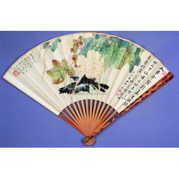 张大千于非厂合作富贵白头图扇面