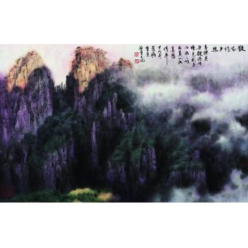 瞿谷量散花坞夕照立轴