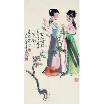 程十发一九八Ｏ年作人间春色立轴