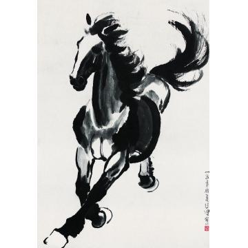 徐悲鸿一九四六年作奔马镜心