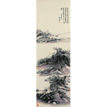 黄宾虹江村晚色立轴字画之家