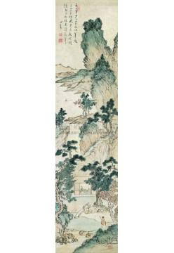 溥儒溪山访友镜心