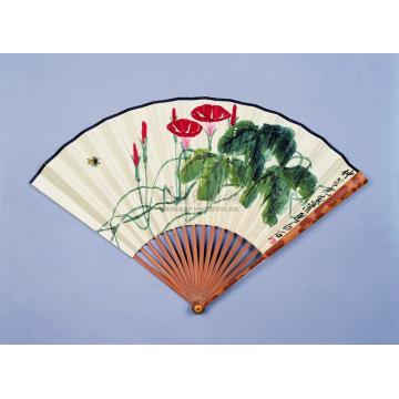 齐白石牵牛花蜜蜂扇面字画之家
