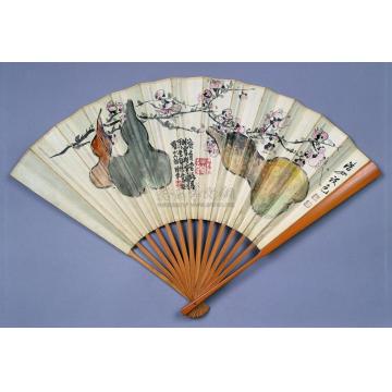 陈半丁章维汉合作葫芦梅花扇面字画之家