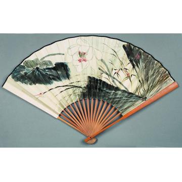 于非闇荷花蜻蜓图扇面