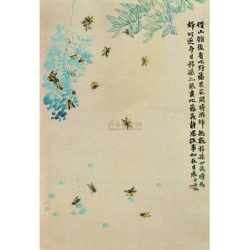 齐白石蜜蜂野藤立轴