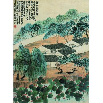 齐白石癸酉（1933）年作莲池书院图镜心