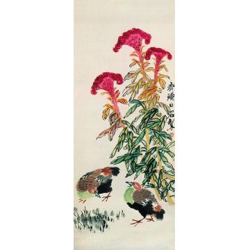 齐白石竹鸡立轴字画之家