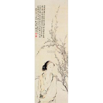 胡锡珪梅花仕女图轴字画之家