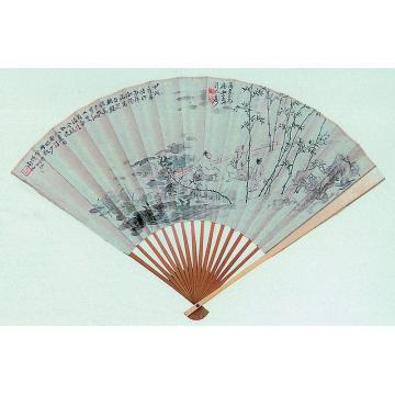 张大千1934年作荷塘清暑图成扇