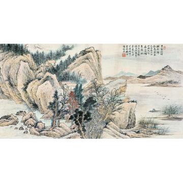 冯超然戊午七月（1918年）作秋景山水横幅字画之家