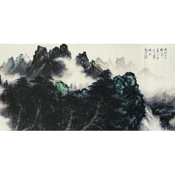 黎雄才1982年2月作山水横幅字画之家