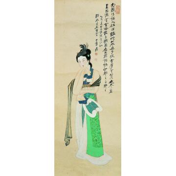张大千乙酉(1945年)作执扇仕女镜心,成交价格_多少钱_什么价_ 张大千乙酉(1945年)作执扇仕女镜心,成交价格_多少钱_什么价_