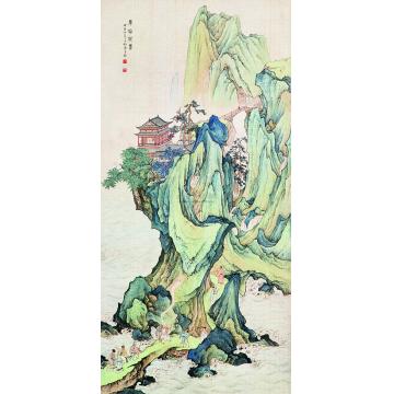 陈少梅戊寅十二月（1938年）作群仙祝寿图镜心字画之家