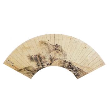 樊圻丙午（1666年）作流水秋树扇面字画之家