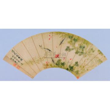 恽寿平落花游鱼图扇面字画之家