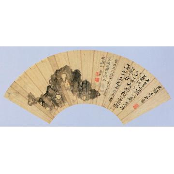 恽寿平奇石图扇面