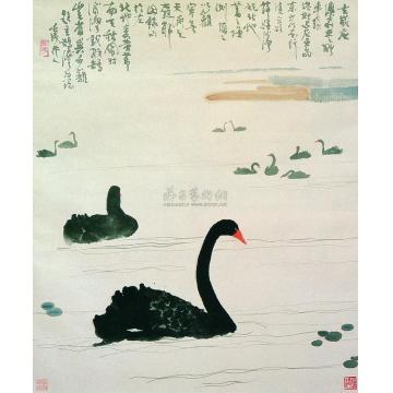 吴作人1982年作玄鹄湾立轴