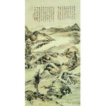 黄宾虹1928年作北湖访焦图立轴