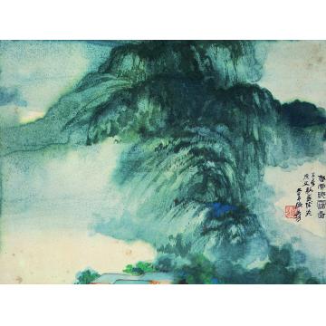 张大千春云晚霭图镜心