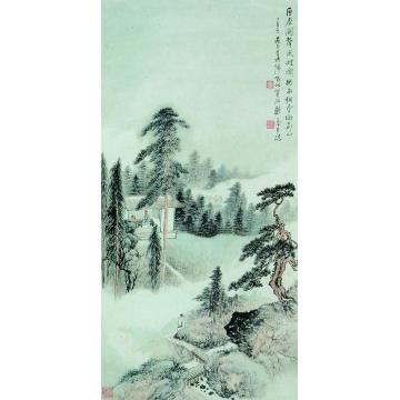 郑午昌丁亥（1947）年作山中雨岚图立轴