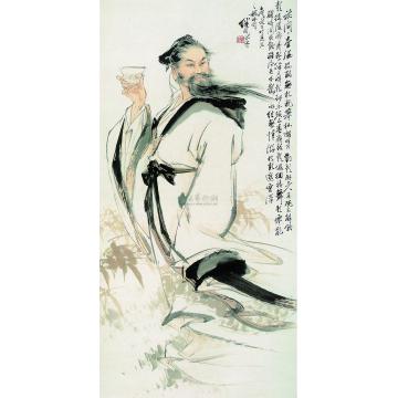 刘继卣壬戌（1982）年作李白酌酒图立轴字画之家