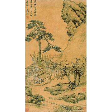 钱穀戊寅（1578）年作依松楼阁图立轴