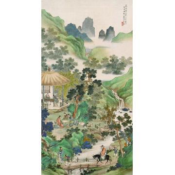 彭旸庭林雅集图立轴