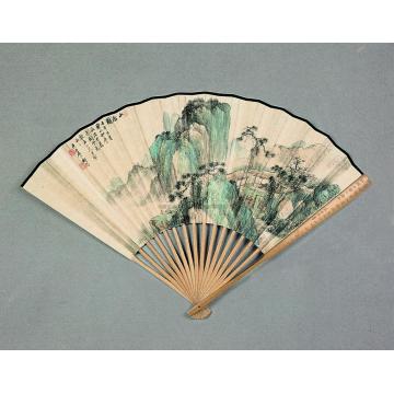 祁崑1942年作山居图成扇