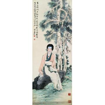 张大千桐荫仕女图立轴字画之家