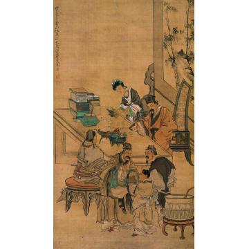 任薰1876年作饮酒赏花立轴字画之家