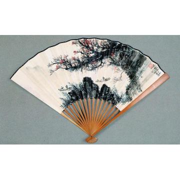 黎雄才1963年作秋江泛舟图成扇