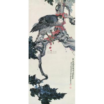 刘奎龄1942年作古木雄姿立轴