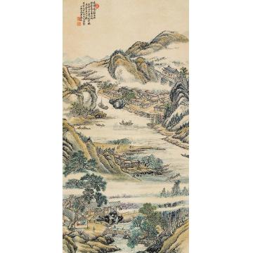 姜筠1917年作山横古渡图立轴字画之家