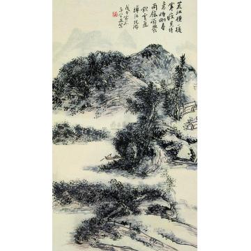 黄宾虹1948年作浔江春雨立轴