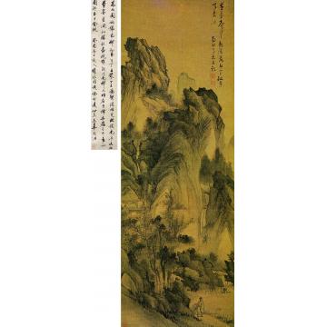 高凤翰山寺悬瀑图立轴字画之家