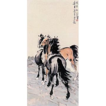 徐悲鸿癸未(1943年)作三骏图立轴字画之家