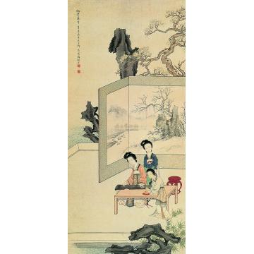 郑师玄1931年作抚琴仕女立轴字画之家