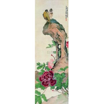 刘奎龄戊寅(1938年)作富贵白头立轴