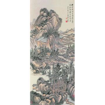 张石园丙子(1936年)作夏木垂阴图立轴